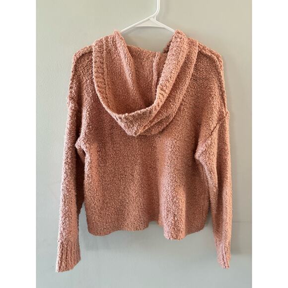 American Eagle Sweater Women's Small Pink Hoodie Fuzzy Cozy Chunky Knit - Picture 2 of 8